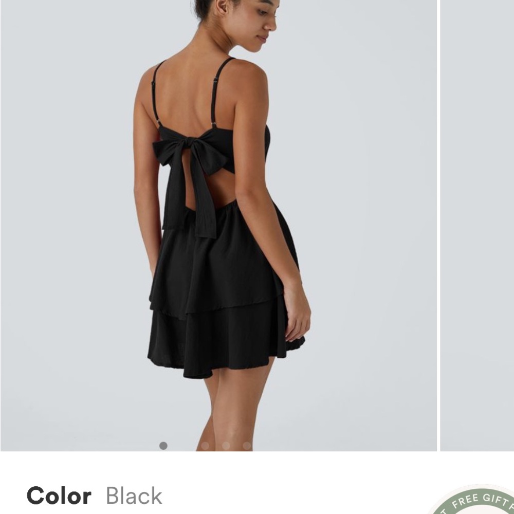 Halara Black Spaghetti Strap Backless Sundress - image 6